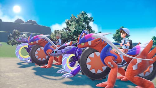 Gameplay screenshot trainers riding legendary pokemon together.