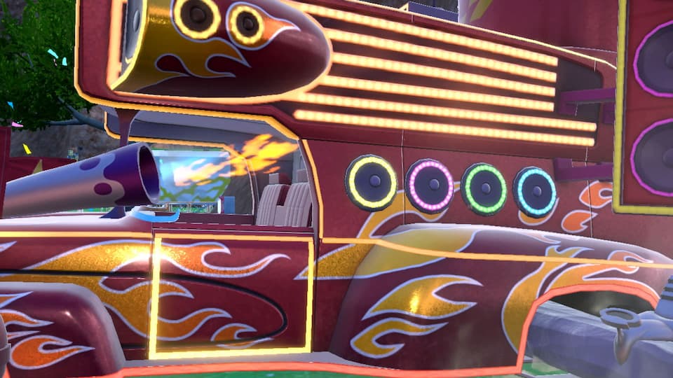 Gameplay screenshot, close-up of Team Star Starmobile.
