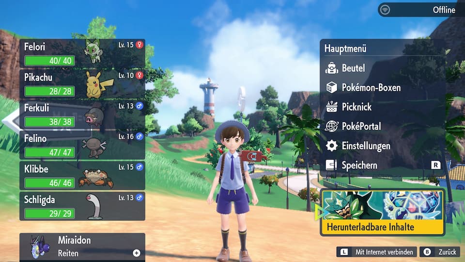 Gameplay Screenshot, menu screen