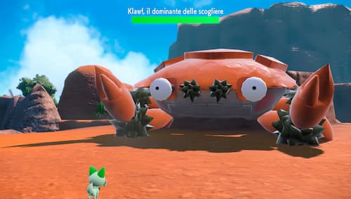 Gameplay screenshot of Sprigatito and Klawf.